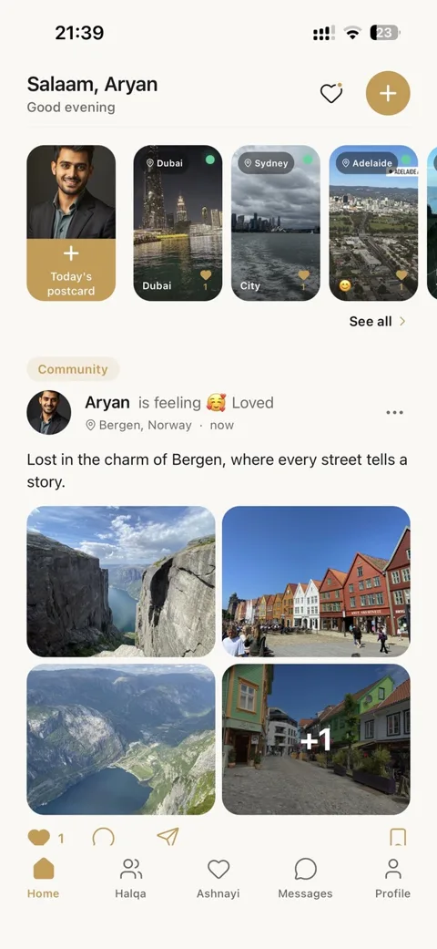 DelbarMe app interface · Community