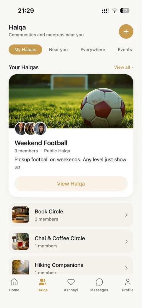 DelbarMe app interface · Halqas